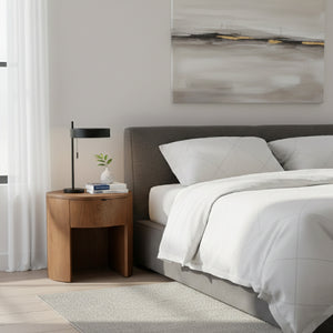 Modern European furniture - Oak Round 1-Drawer Nightstand - www.oroa.com