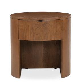 Modern European furniture - Oak Round 1-Drawer Nightstand - www.oroa.com