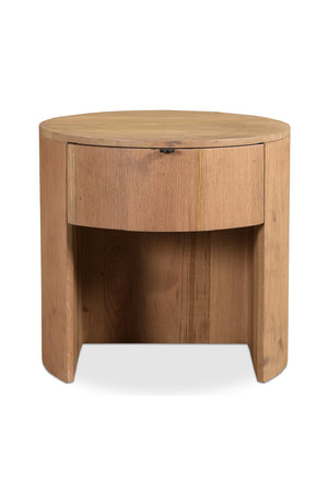 Oak Round 1-Drawer Nightstand | Novi Living Theo | Oroa.com