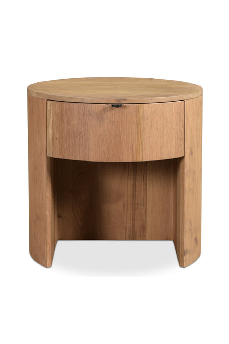 Oak Round 1-Drawer Nightstand | Novi Living Theo | Oroa.com