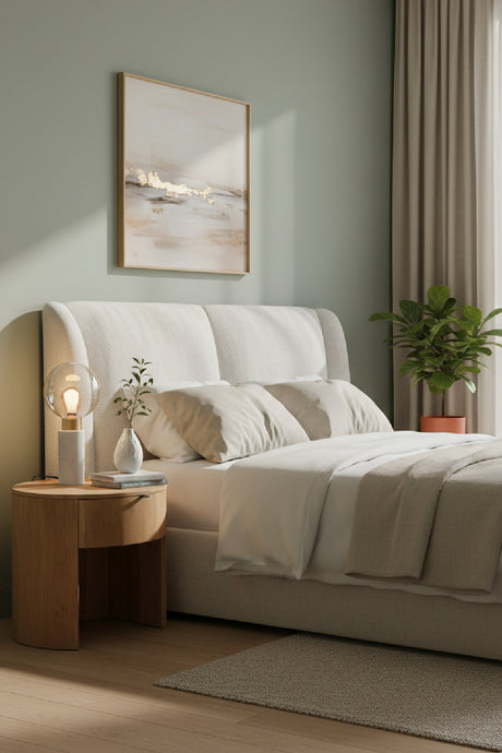 Oak Round 1-Drawer Nightstand | Novi Living Theo | Oroa.com