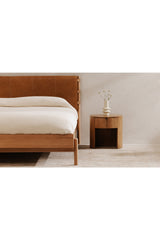 Modern European furniture - Oak Round 1-Drawer Nightstand - www.oroa.com