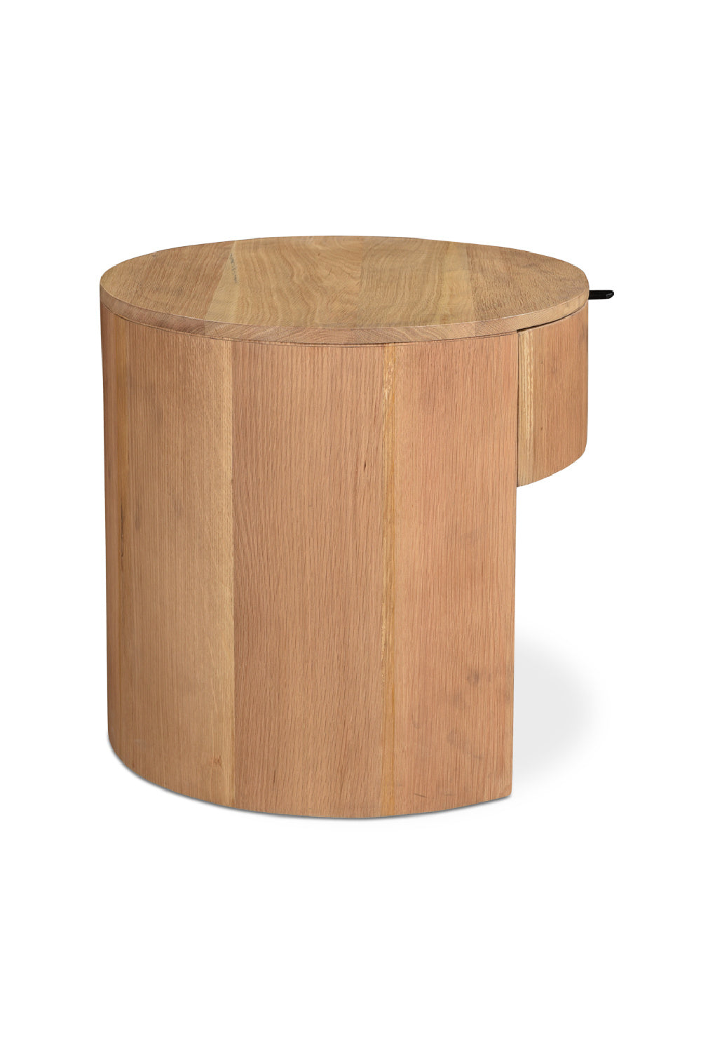 Oak Round 1-Drawer Nightstand | Novi Living Theo | Oroa.com