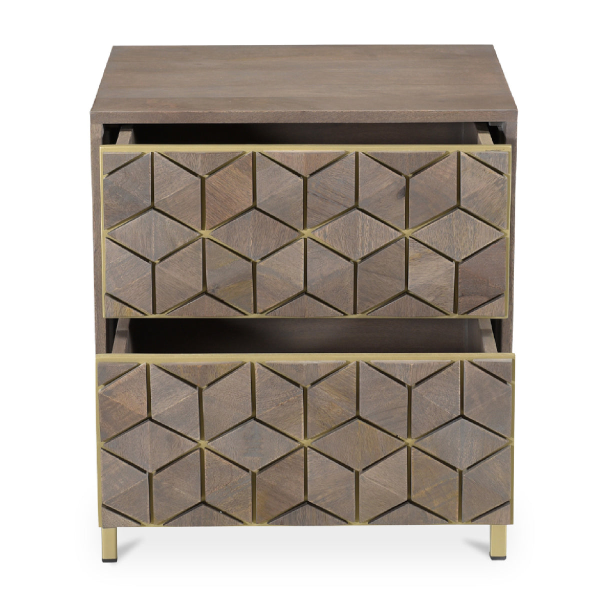 Modern European furniture - Gray Patterned 2-Drawer Nightstand - www.oroa.com