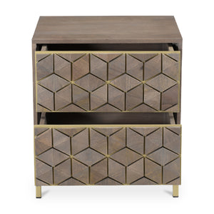 Modern European furniture - Gray Patterned 2-Drawer Nightstand - www.oroa.com