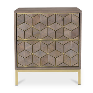 Modern European furniture - Gray Patterned 2-Drawer Nightstand - www.oroa.com