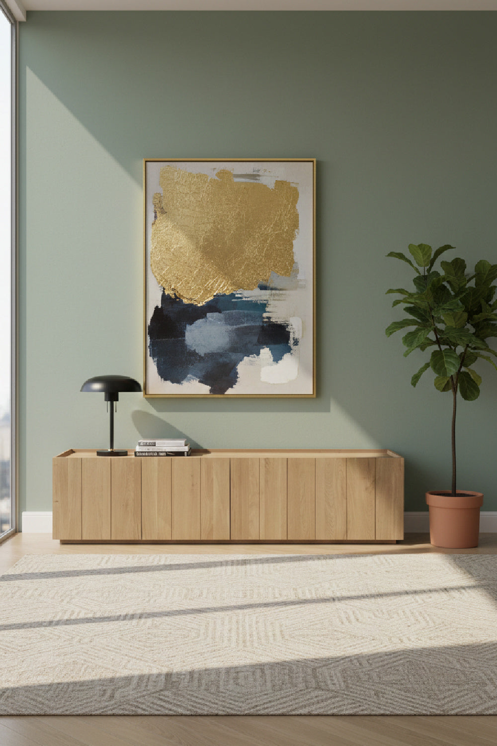 Natural Oak 4-Door Media Cabinet | Novi Living Plank | Oroa.com
