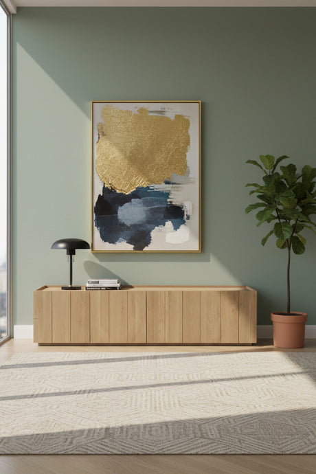 Natural Oak 4-Door Media Cabinet | Novi Living Plank | Oroa.com