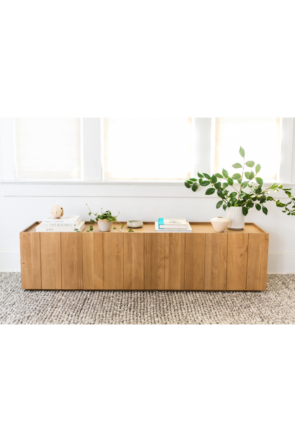 Natural Oak 4-Door Media Cabinet | Novi Living Plank | Oroa.com