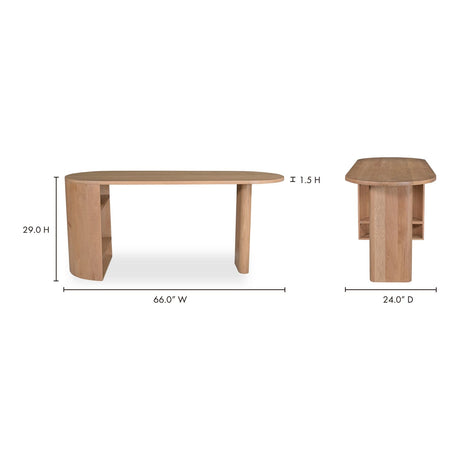 Modern European furniture - Natural Oak 3-Open Shelf Desk - www.oroa.com
