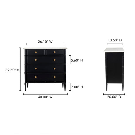 Modern European furniture - Black 5-Drawer Chest - www.oroa.com