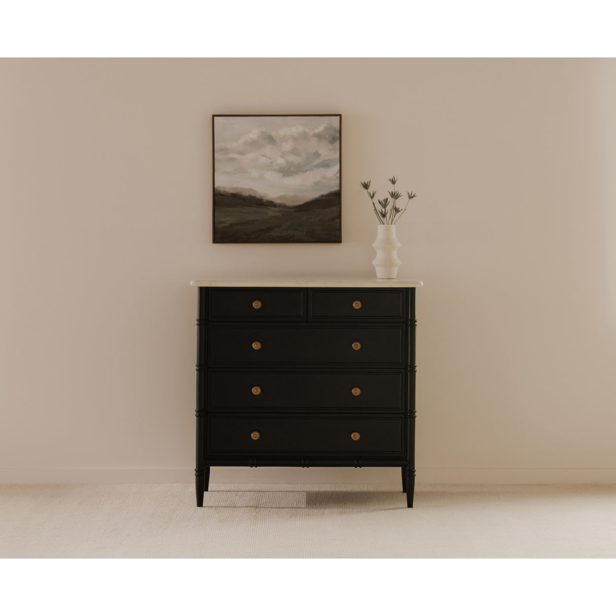 Modern European furniture - Black 5-Drawer Chest - www.oroa.com