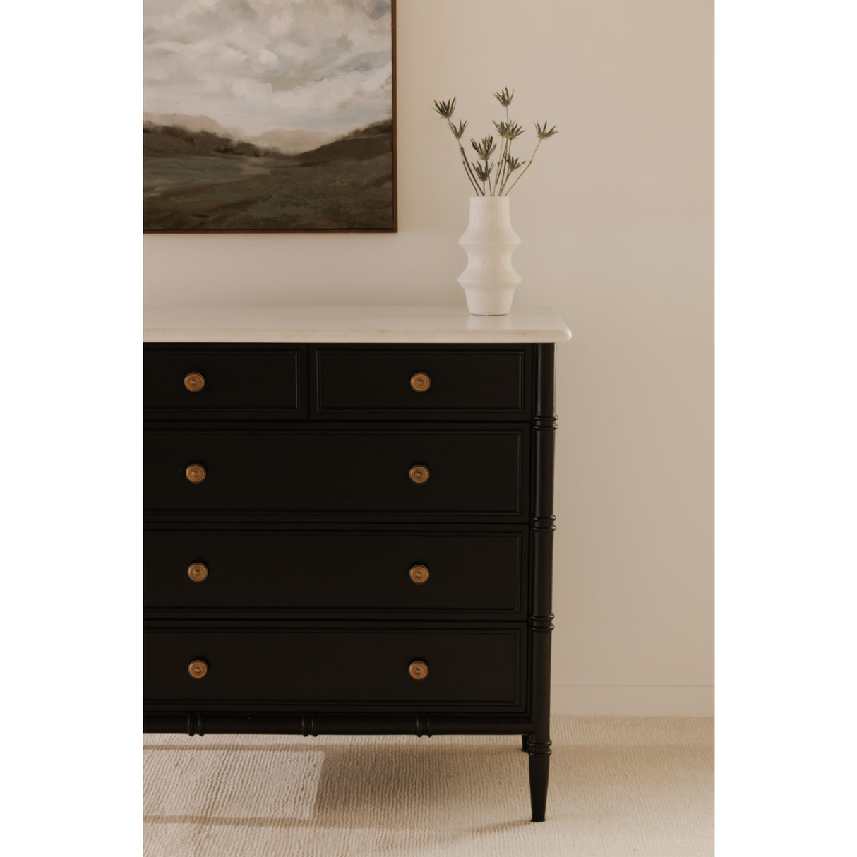 Modern European furniture - Black 5-Drawer Chest - www.oroa.com