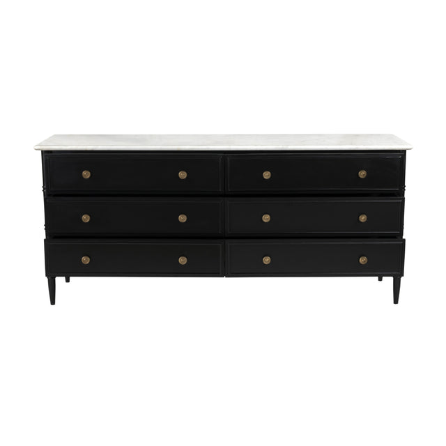 Modern European furniture - Black 6-Drawer Chest - www.oroa.com