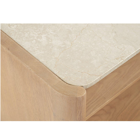Modern European furniture - Marble Top Oak Nightstand - www.oroa.com