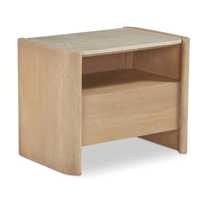 Modern European furniture - Marble Top Oak Nightstand - www.oroa.com