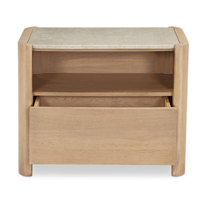 Modern European furniture - Marble Top Oak Nightstand - www.oroa.com
