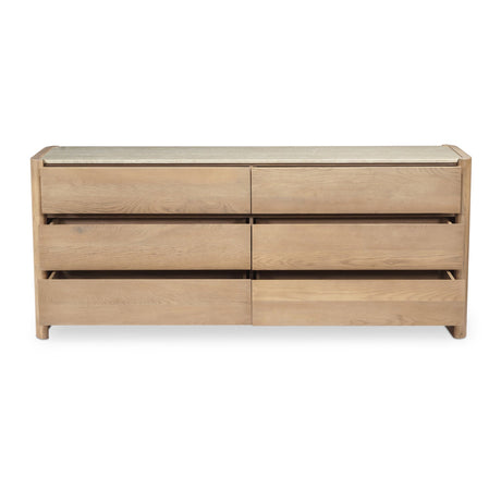 Modern European furniture - Marble Top Oak 6-Drawer Dresser - www.oroa.com