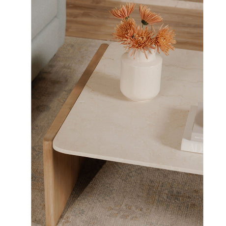 Modern European furniture - Marble Top Oak Coffee Table - www.oroa.com