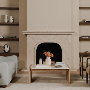 Modern European furniture - Marble Top Oak Coffee Table - www.oroa.com