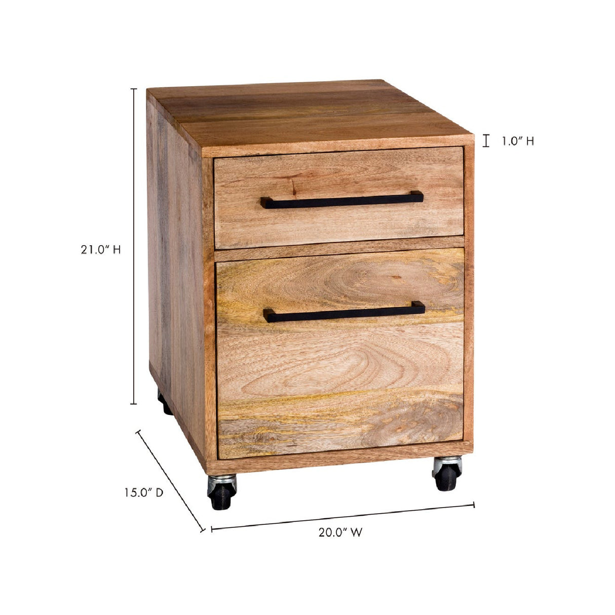 Modern European furniture - Wooden 2-Drawer Mobile Filing Cabinet - www.oroa.com
