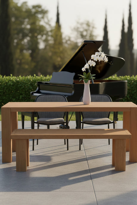 Solid Teak Outdoor Dining Bench | Novi Living Marina