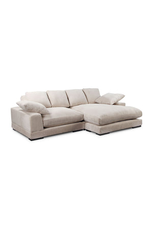 Modern European furniture - White Ribbed Fabric Sectional Sofa - www.oroa.com