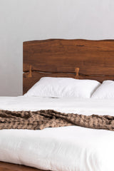 Modern European furniture - Acacia Organic-Edge Headboard Bed - www.oroa.com