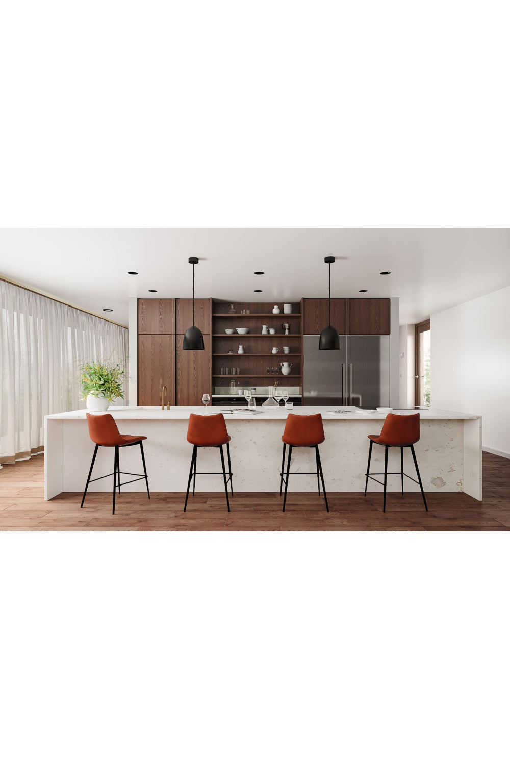 Modern European furniture - Vertical Stitched Counter Stools (2) - www.oroa.com