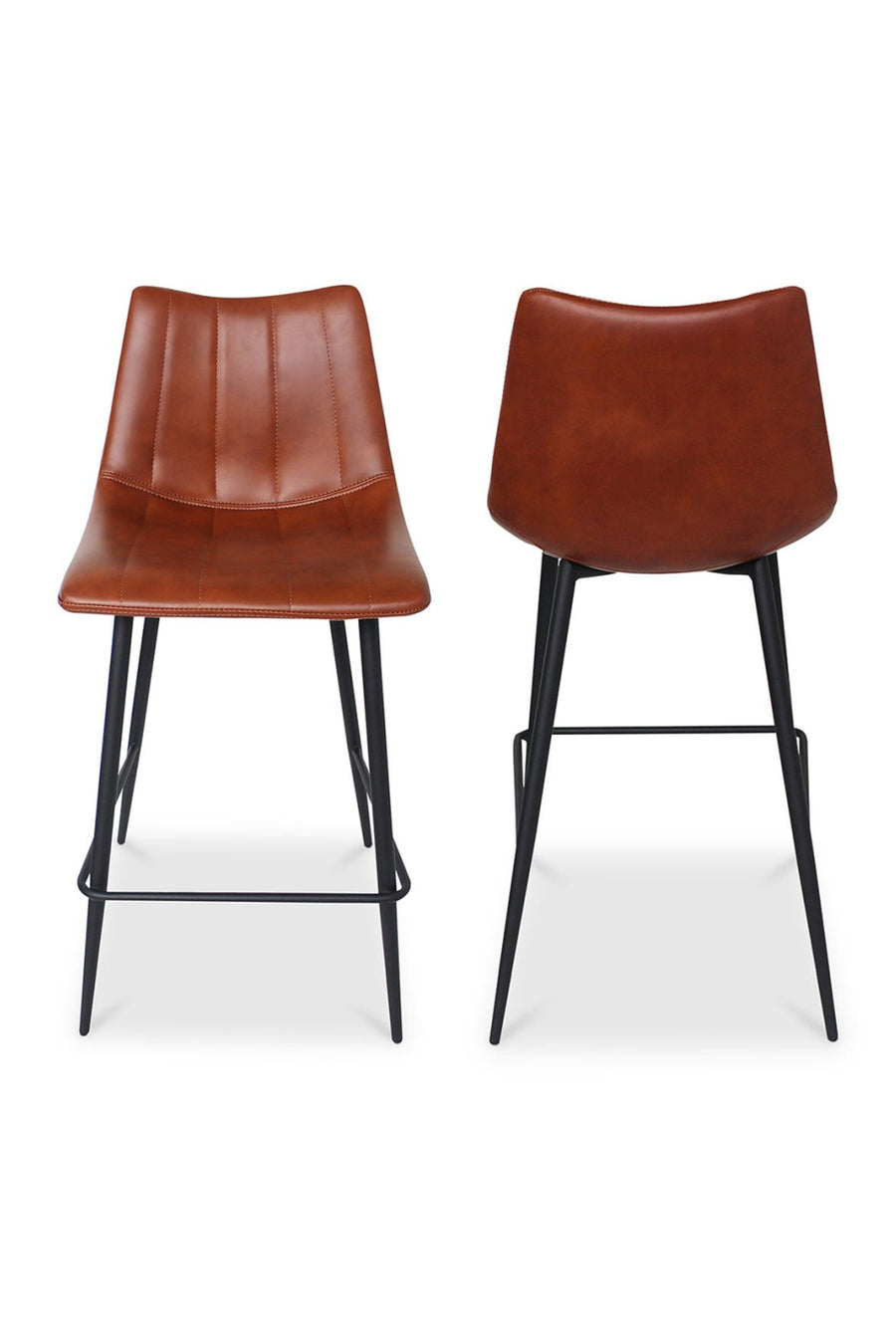 Two stools in front of white background