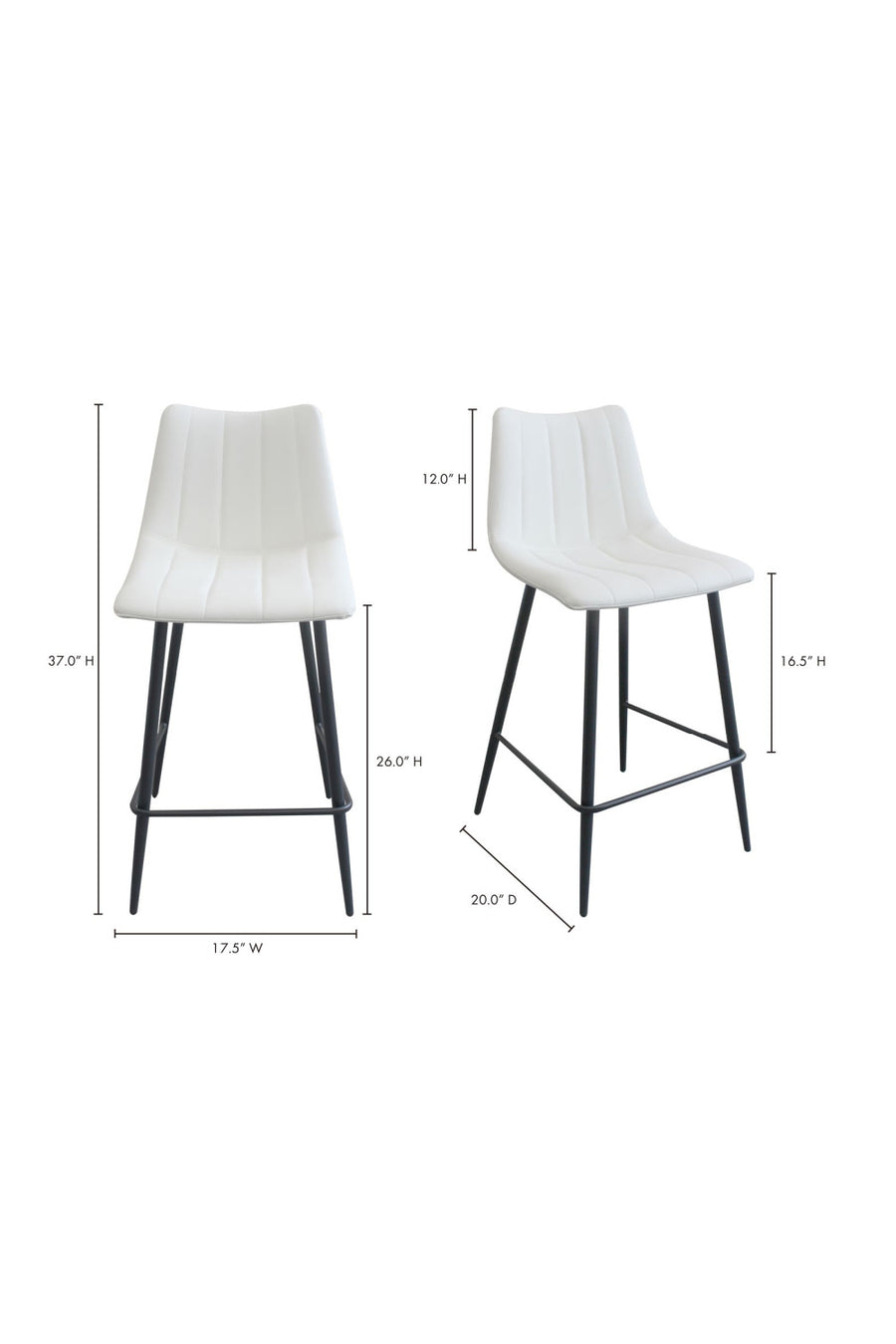 Dimensions diagram of two stools