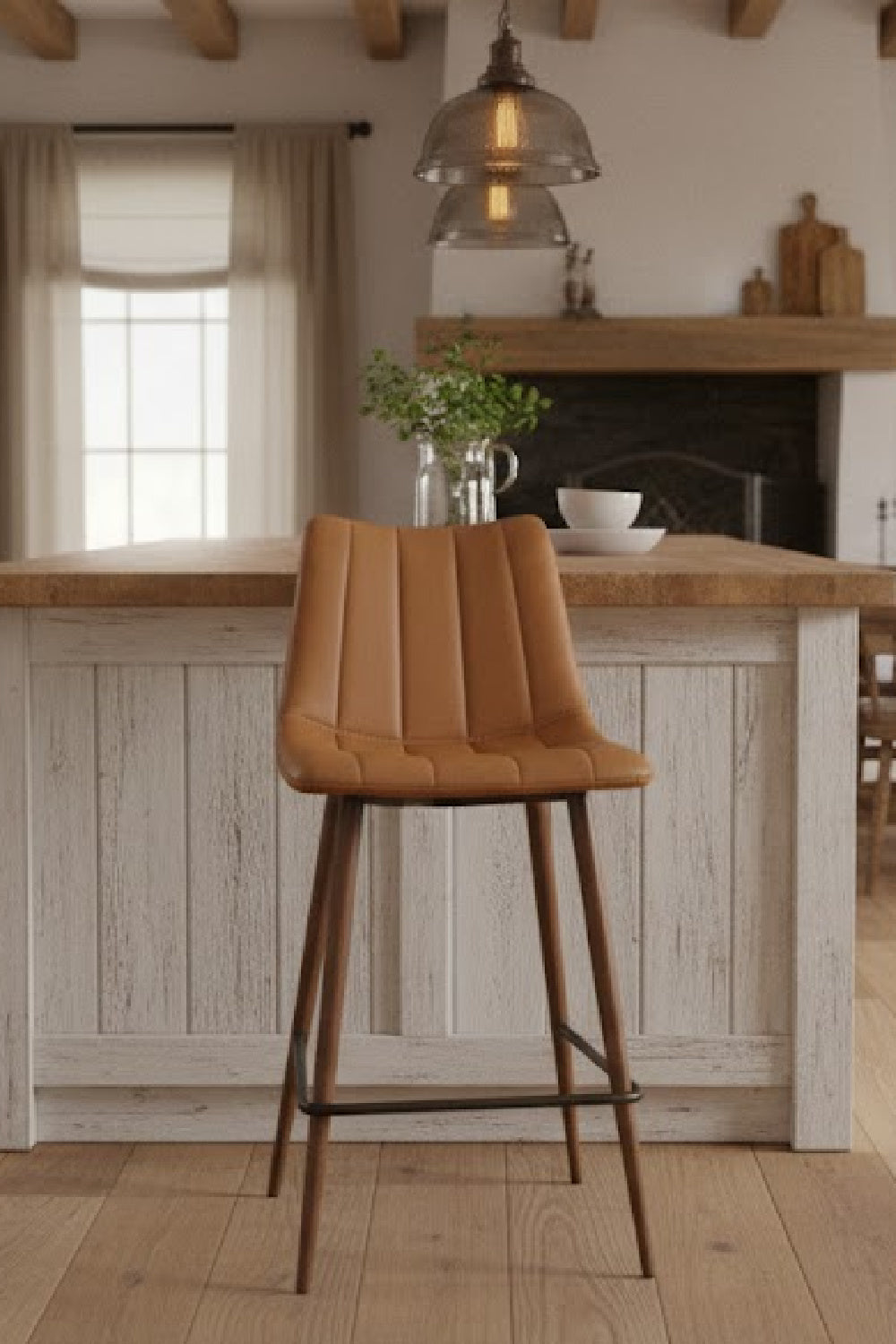 Modern European furniture - Vertical Stitched Counter Stools (2) - www.oroa.com