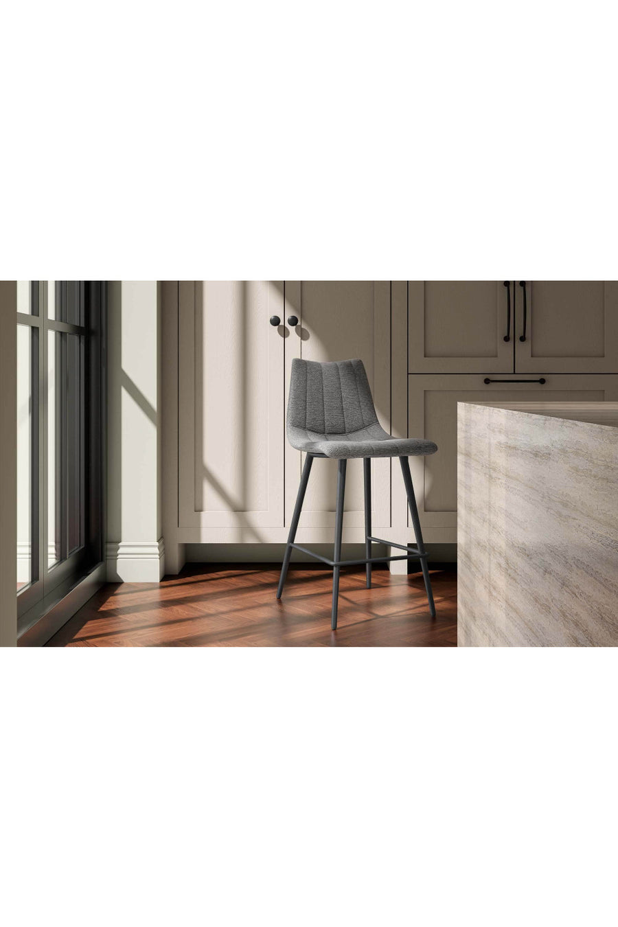 Brown stool in kitchen