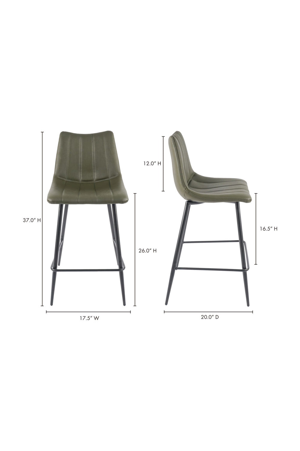 Vertical Stitched Counter Stools (2) | Novi Living Alibi | Oroa.com