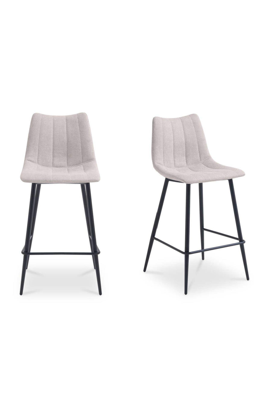 Two gray bar stools side by side