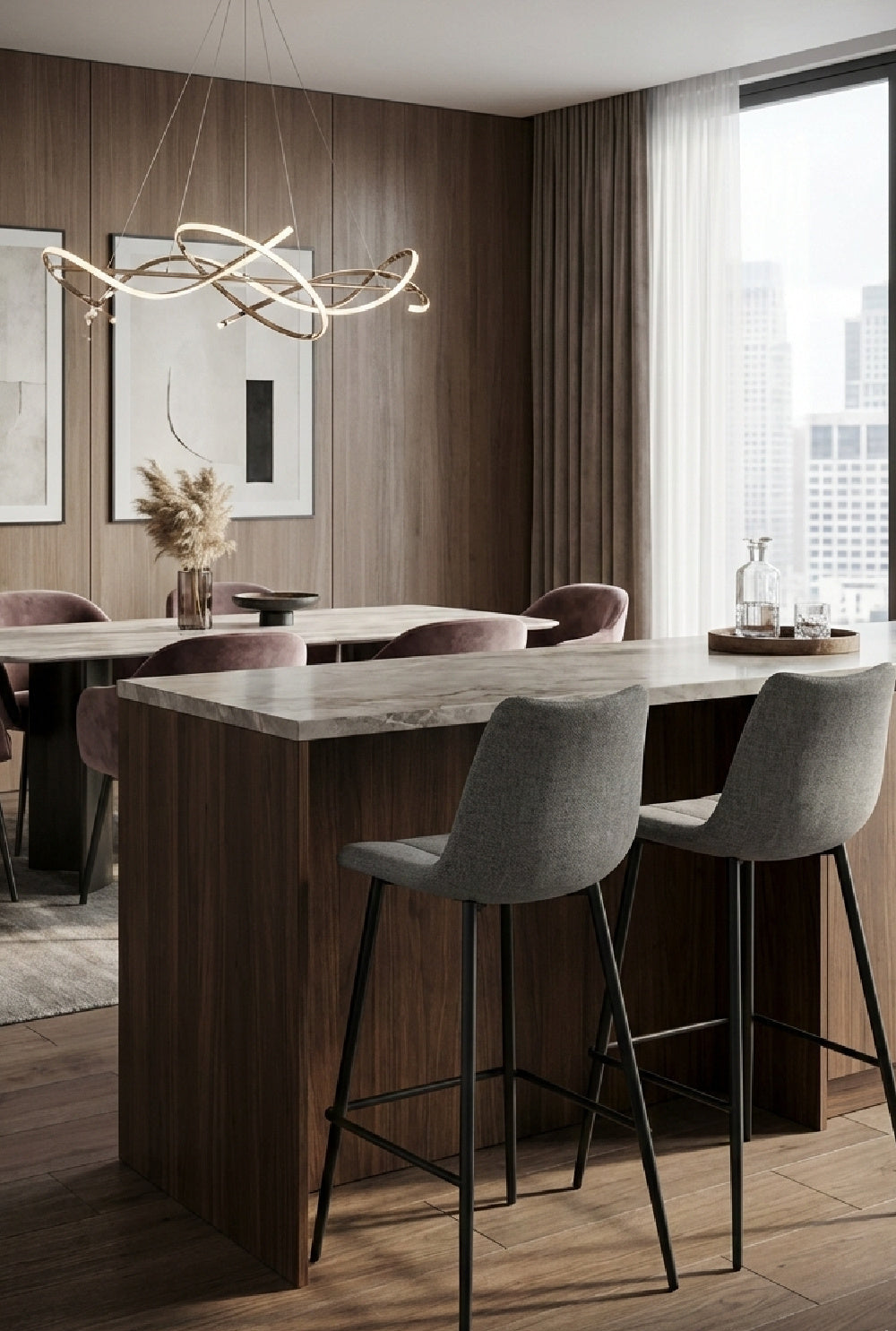 Vertical Stitched Bar Stools (2) | Novi Living Alibi | Oroa.com