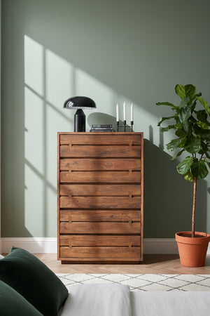 Modern European furniture - Solid Acacia 5-Drawer Chest - www.oroa.com