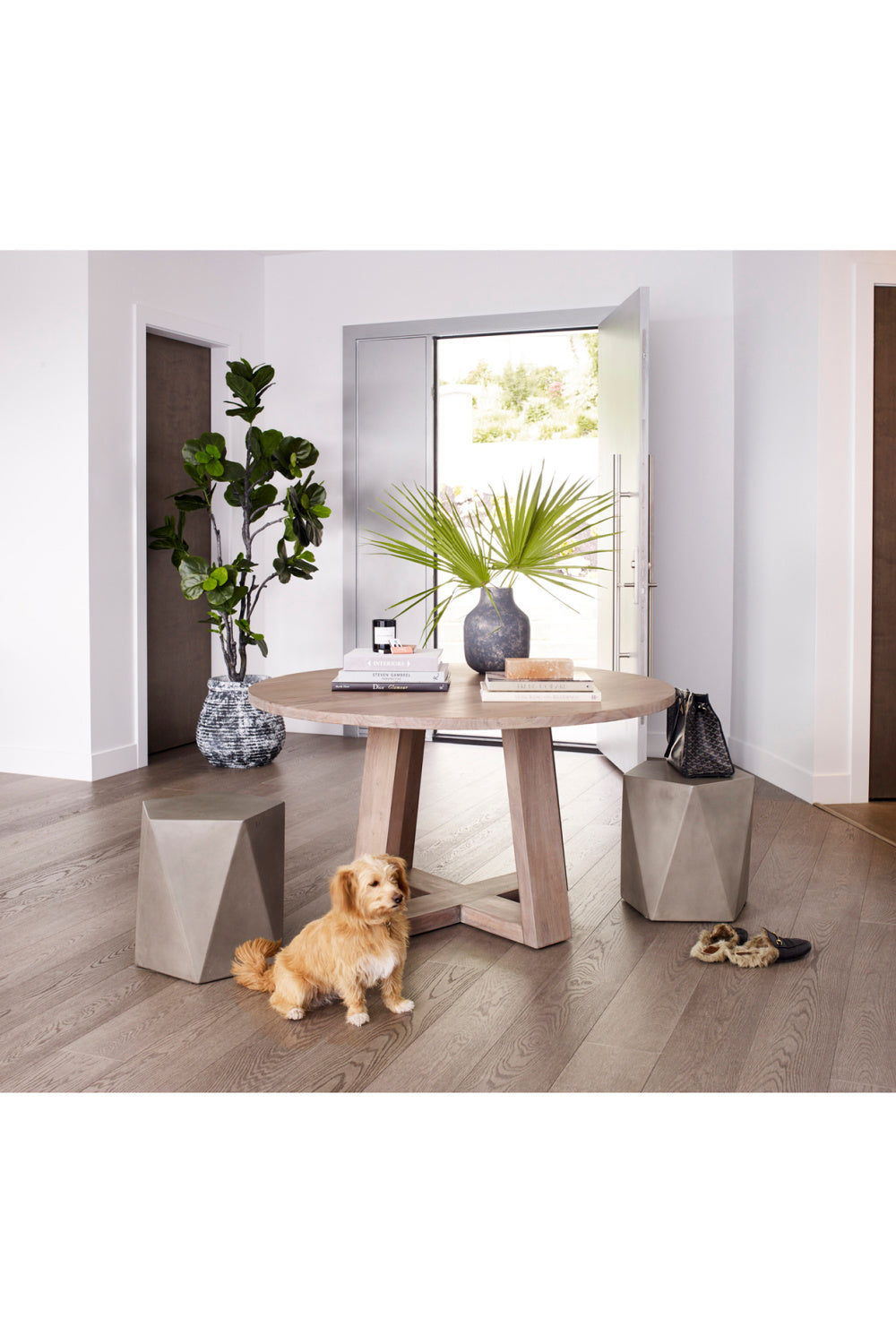 Whitewashed Acacia Round Dining Table | Novi Living Tanya