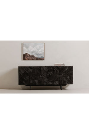 Modern European furniture - Carved Black Mango Wood Sideboard - www.oroa.com