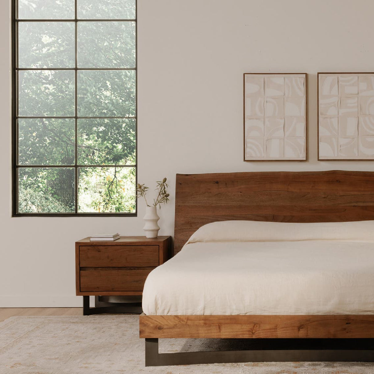 Modern European furniture - Acacia 2-Drawer Rustic Nightstand - www.oroa.com