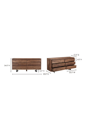 Modern European furniture - Solid Oak 6-Drawer Dresser - www.oroa.com