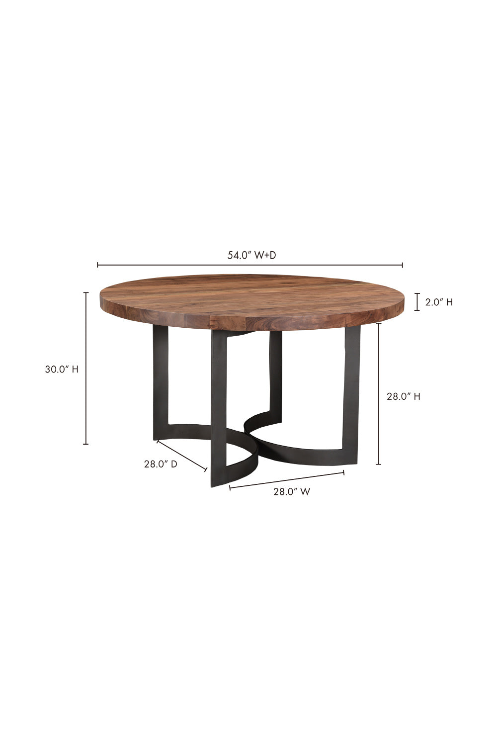 Brown Acacia Round Dining Table | Novi Living Bent