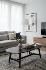 Modern European furniture - Brown Oak Oval Coffee Table - www.oroa.com