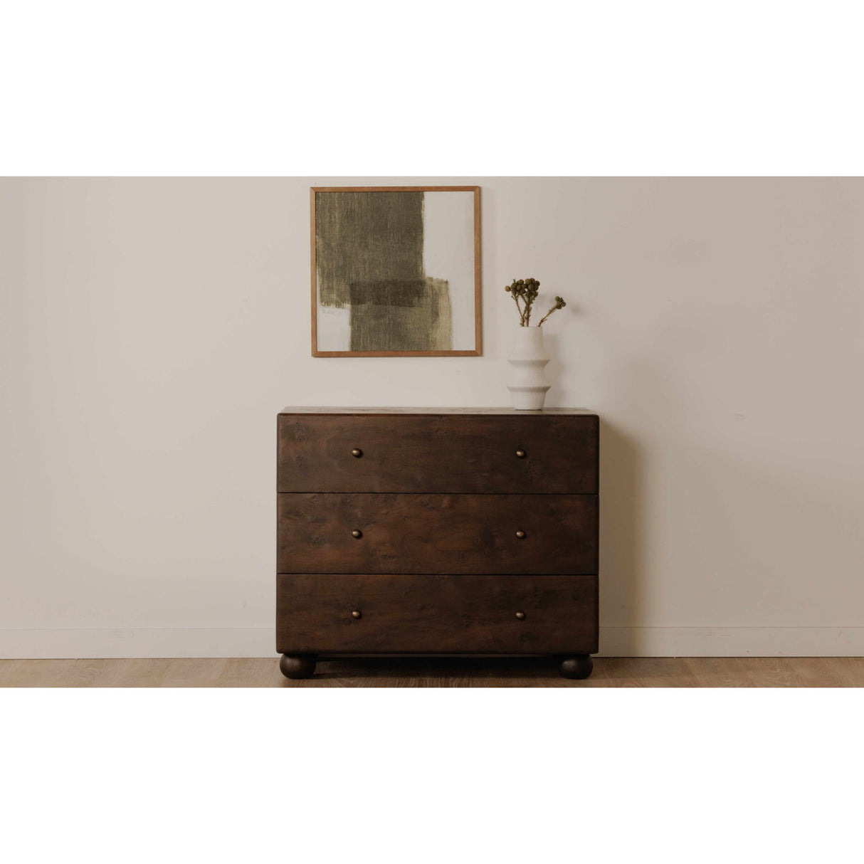 Modern or European furniture - Brown Burl 3-Drawer Nightstand - www.oroa.com