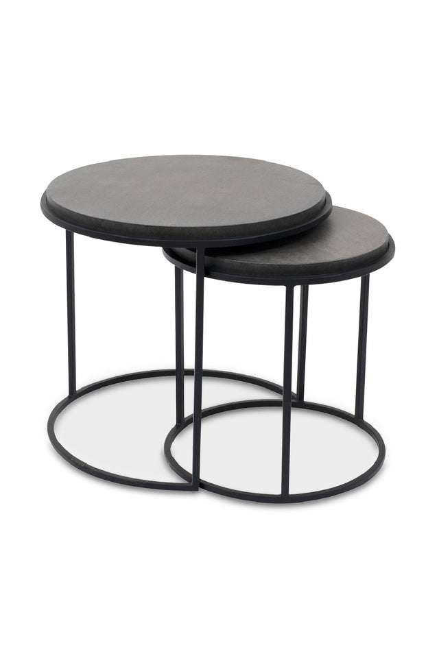 Modern European furniture - Black Lava Stone Nesting Tables (2) - www.oroa.com