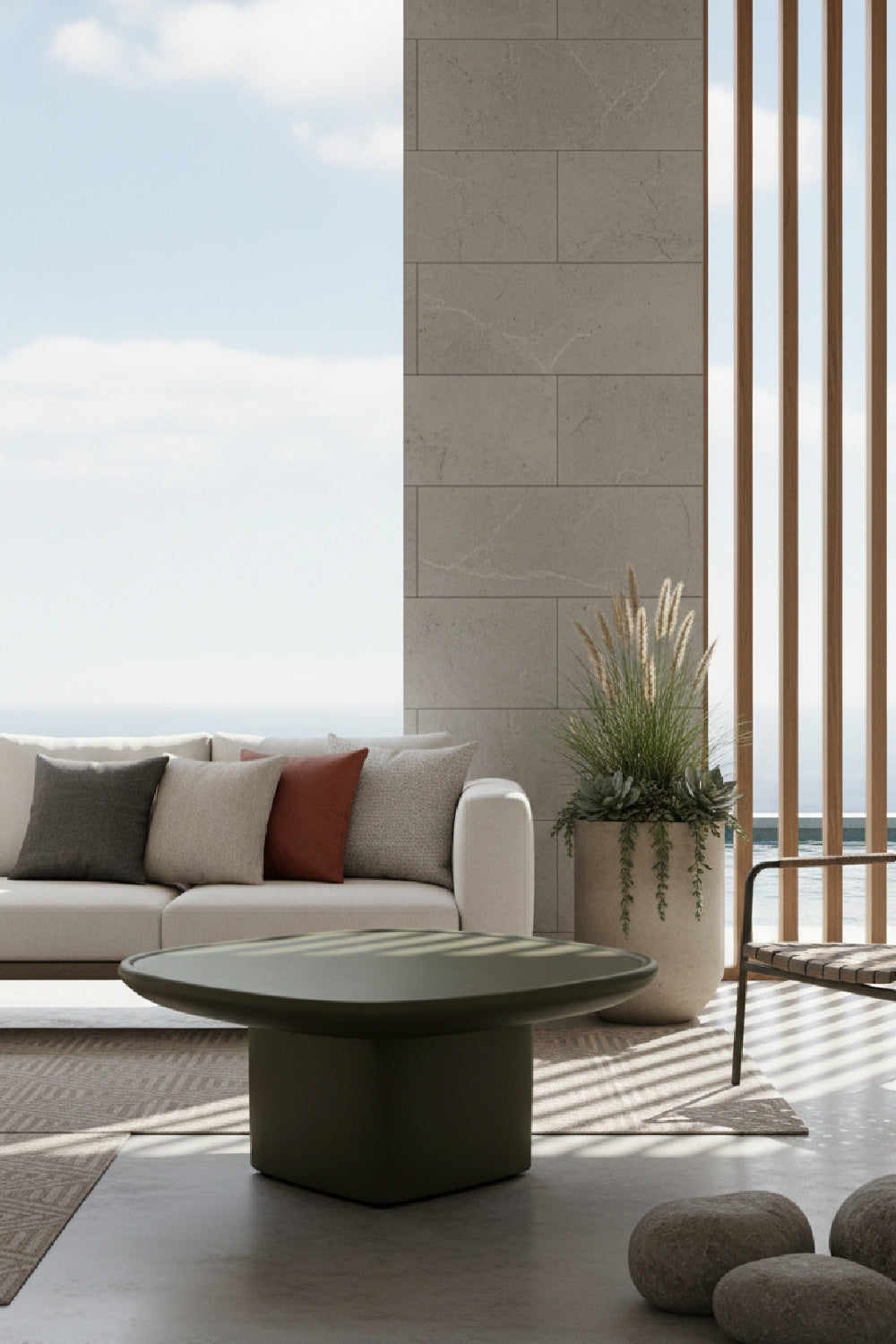 Oval Concrete Outdoor Coffee Table | Novi Living Manon