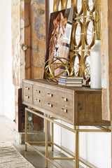 Modern European furniture - Fir Wood 4-Drawer Console Table - www.oroa.com