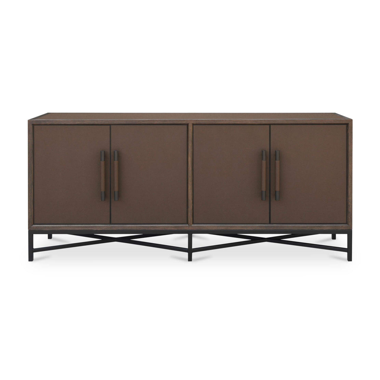 Brown Shagreen-Look 4-Door Sideboard | Novi Living Mako