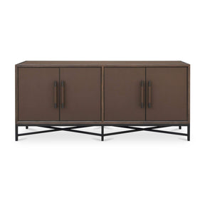 Brown Shagreen-Look 4-Door Sideboard - Novi Living Mako - view 1
