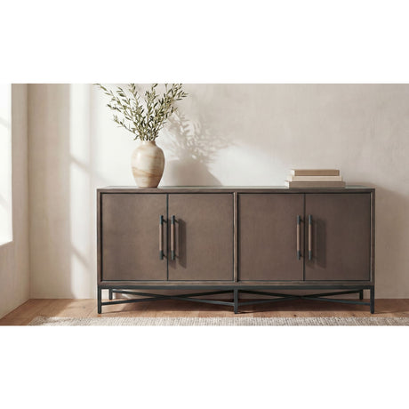 Brown Shagreen-Look 4-Door Sideboard | Novi Living Mako